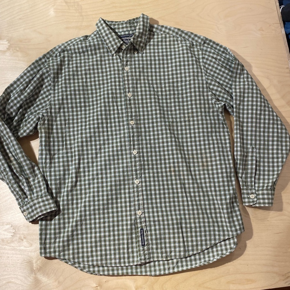 Abercrombie & Fitch Green Casual Button Down Shirt Large (NL)